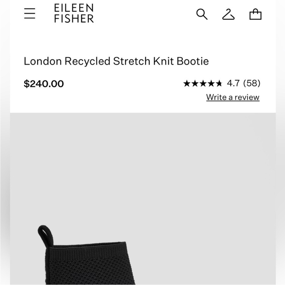 EUC Eileen Fisher London Stretch Knit Booties Grey Size 6 1/2 - Picture 9 of 11
